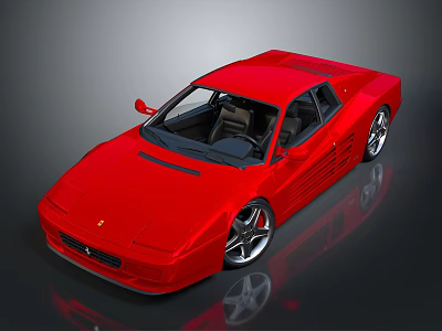 Red Ferrari Sports Car Featuring Classic Design Sleek Body And Black Wheels 3d model
