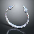 Silver Bracelet with Twisted Rope Pattern and Decorative Cone Ends Metallic Shiny Finish Jewelry Accessory