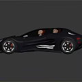 Dark Blue Convertible Sports Car With Red And Beige Seats And Modern Design