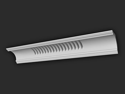 White Decorative Molding Component With Grooved Patterns For Interior Design 3d model
