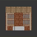 Two Story Red Brick House With Brown Tiled Roof And Front Windows And Entrance