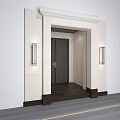 Modern Entrance Design With White Walls Wall Lights And Dark Door Steps