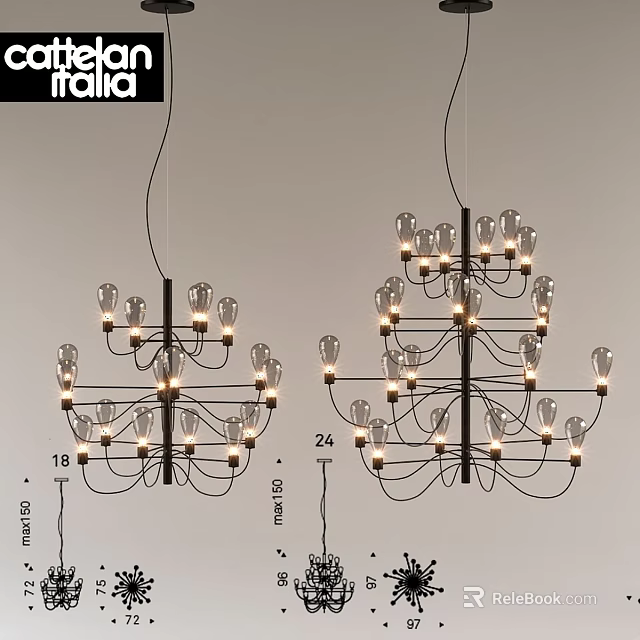 Modern Chandelier Design With 18 And 24 Bulb Options For Home Lighting Fixture 3d model 
