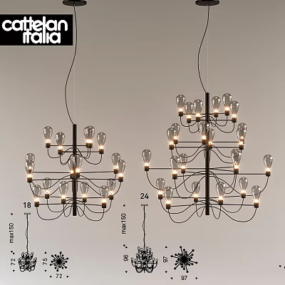 Modern Chandelier Design With 18 And 24 Bulb Options For Home Lighting Fixture 3d model