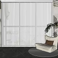Modern Vertical Striped Curtains For Bright Living Room With White Sofa And Green Plant