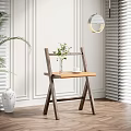 Modern Minimalist Wooden Side Table With Green Plant And White Cup On Wooden Floor