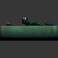 Cute Frogs on Green Square Platform with Lotus Leaf Patterns and Water like Surface