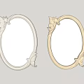 Oval Mirrors With Carved Decorations Hung On Light Colored Wall Reflecting Room Interior Wooden Floor