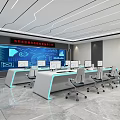 Command Control Room of Modern Monitoring Room 3d model