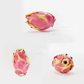 Fresh Pink Dragon Fruit With Yellow Tips Displayed On White Background