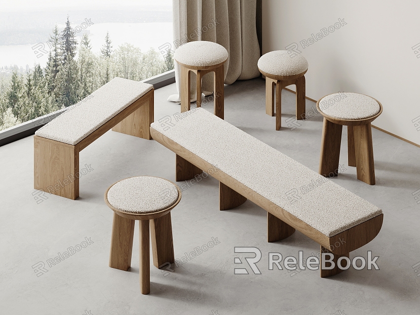 Stool Wooden Stool Wooden Bench model