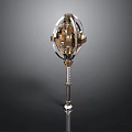 Intricate Mechanical Sculpture With Circular Metal Frame Internal Gear Details And Transparent Base
