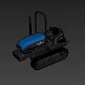 Blue Tracked Utility Vehicle Working in Hay Field With Snow