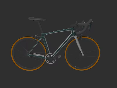 Sleek Road Bicycle With Teal Frame Orange Rims And Black Seat Handlebars 3d model