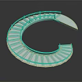 C Shaped Spiral Building Design Featuring White Structure And Golden Trim