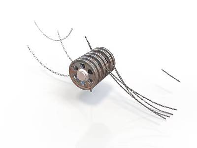 Small Cylindrical Mechanical Equipment With Multiple Coil Layers And Extended Wire Leads 3d model