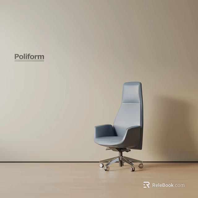 Poliform Modern Light Blue High Back Office Chair With Sleek Wheeled Base 3d model 