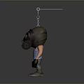 Cute Doll Keychain With Gas Mask Striped Tank Top And Tool Accessory