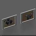 Two White Border Photo Frames With Cartoon Black Rabbit Ear Animal And Light Brown Background