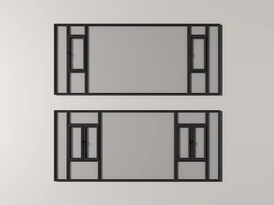 Sleek Floor To Ceiling Windows Design With Black Frame And Glass Panels 3d model