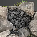 Natural Garden Ornament With Stone Circle Charcoal Center And Green Grass