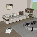 Modern Cream Style Double Sofa Cream Double Sofa 3d model