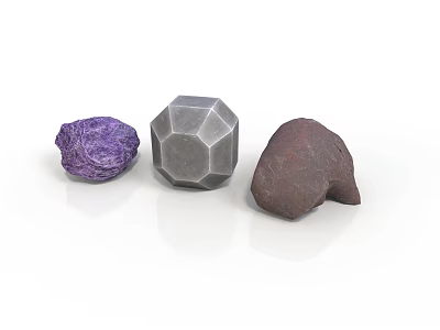 Wood And Stone Decorative Objects With Different Shapes And Colors 3d model