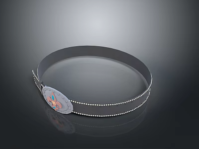 Stylish Gray Decorative Hairband With Circular Colorful Pattern And Beaded Edge 3d model