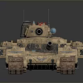 Modern Military Tank With Desert Camouflage Armor And Detailed Cannon Turret