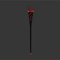 Black Red Decorative Object With Chain And Transparent Sphere Top Detailed Design