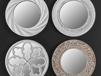 Decorative Circular Mirrors with Various Intricate Frame Designs for Interior Decor 3d model