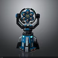 Modern Tech Inspired Mechanical Device Featuring Circular Structure Blue Black Design