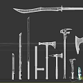 Various Weapon Collection With Knives Axes Daggers And Metal Blades Of Different Sizes