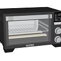 Black Toaster Oven With Transparent Glass Door Control Panel Digital Display And Knobs Kitchen Appliance