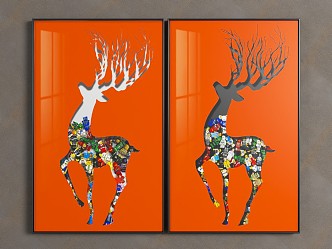 Modern Animal Painting Decorative Painting 3d model