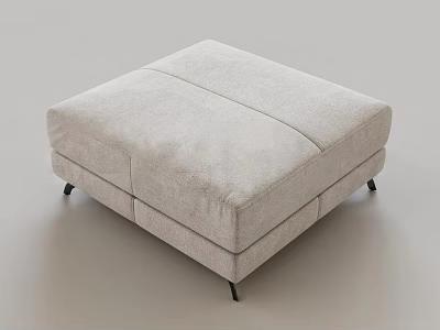 Beige Upholstered Ottoman Modern Square Design With Black Slender Legs 3d model