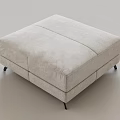 Beige Upholstered Ottoman Modern Square Design With Black Slender Legs