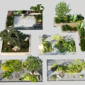 Diverse Small Garden Features With Various Plants Stones And Pebble Paths 3d model