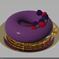 Purple Ring Cake Topped With Fresh Berries And Golden Layered Base