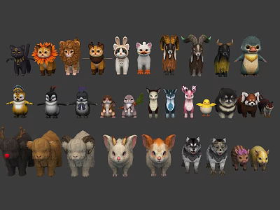 Cute Cartoon Animal Characters Featuring Various Species And Adorable Designs 3d model