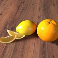 Fresh Whole Oranges and Lemons with Sliced Pieces on Wooden Surface