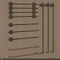 Golden Metal Towel Racks With Multiple Bars On Light Colored Wall Surface 3d model