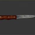 Weapon With Red Wooden Handle Sharp Metal Blade Brass Rivets And Smooth Surface Reflection 3d model