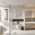 Modern Bathroom Interior Design With Open Shower Toilet Vanity Mirror And Natural Light