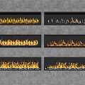 Modern Embedded Fireplaces Featuring Different Flame Effects On Gray Wall 3d model