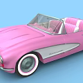 Classic Pink Convertible Car With Sleek Body White Accented Wheels And Pink White Interior
