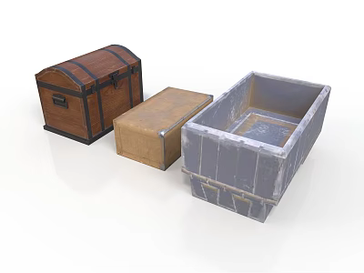 Vintage Style Storage Box Wooden Treasure Box Metal Box Transparent Container Antique Furniture Antique Furniture Antique Furniture Traditional Furniture Classical Furniture 3d model