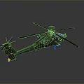 Detailed Military Helicopter Model With Gray Body Main Rotor Tail Rotor And Radar Dome