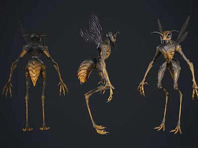 Game Movie Character Sci Fi Fantasy Creature Design Multiple Angles With Wings And Limbs 3d model