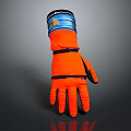 Orange Work Glove With Black Straps And Blue Wrist Band Design